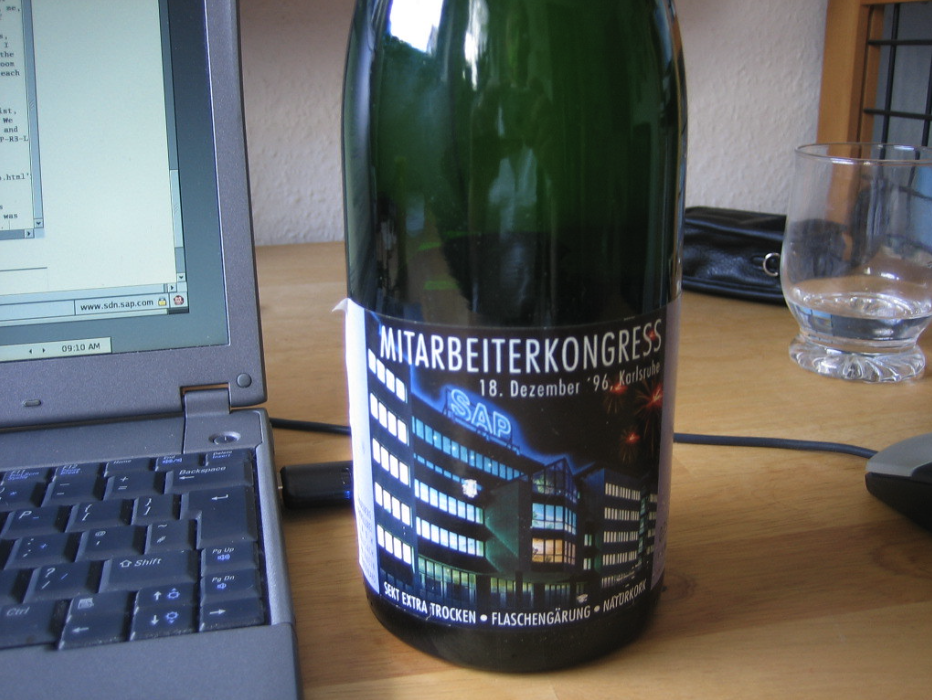 Bottle of bubbly with SAP label